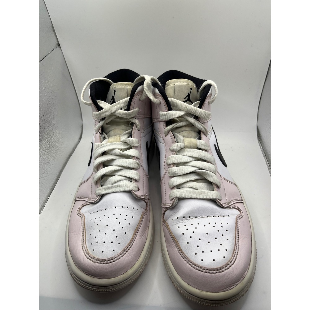 Air Jordan‎ 1 Mid Pink White Black Basketball Sneakers Size 8.5